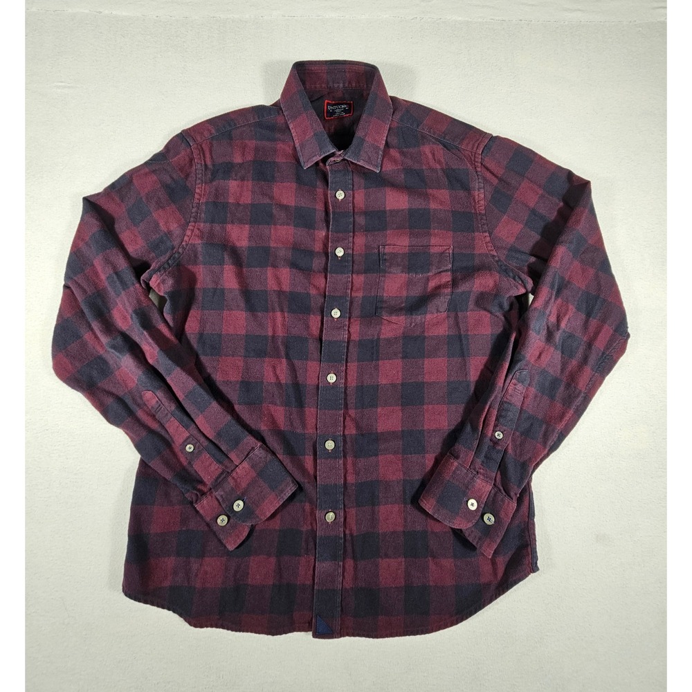 UNTUCKit Barrelstone Flannel Shirt Mens Medium Slim‎ Fit Burgundy Plaid 40713